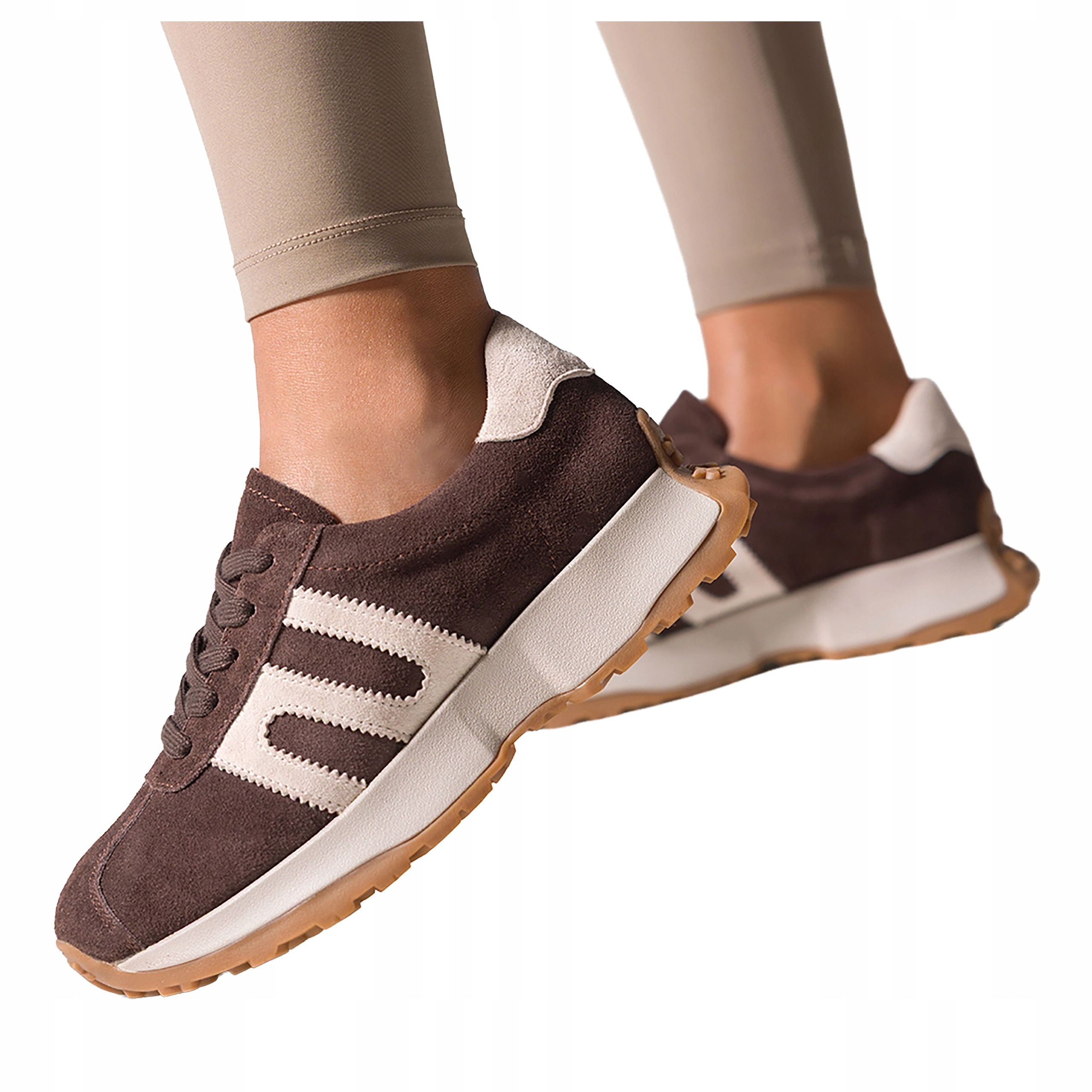 Čokoládové Tenisky Dámské Šněrovací Sportovní Platforma Kožené vel. 38