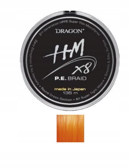 Plecionka Dragon HMX8 P.e. Orange 0,14 mm x 135 m