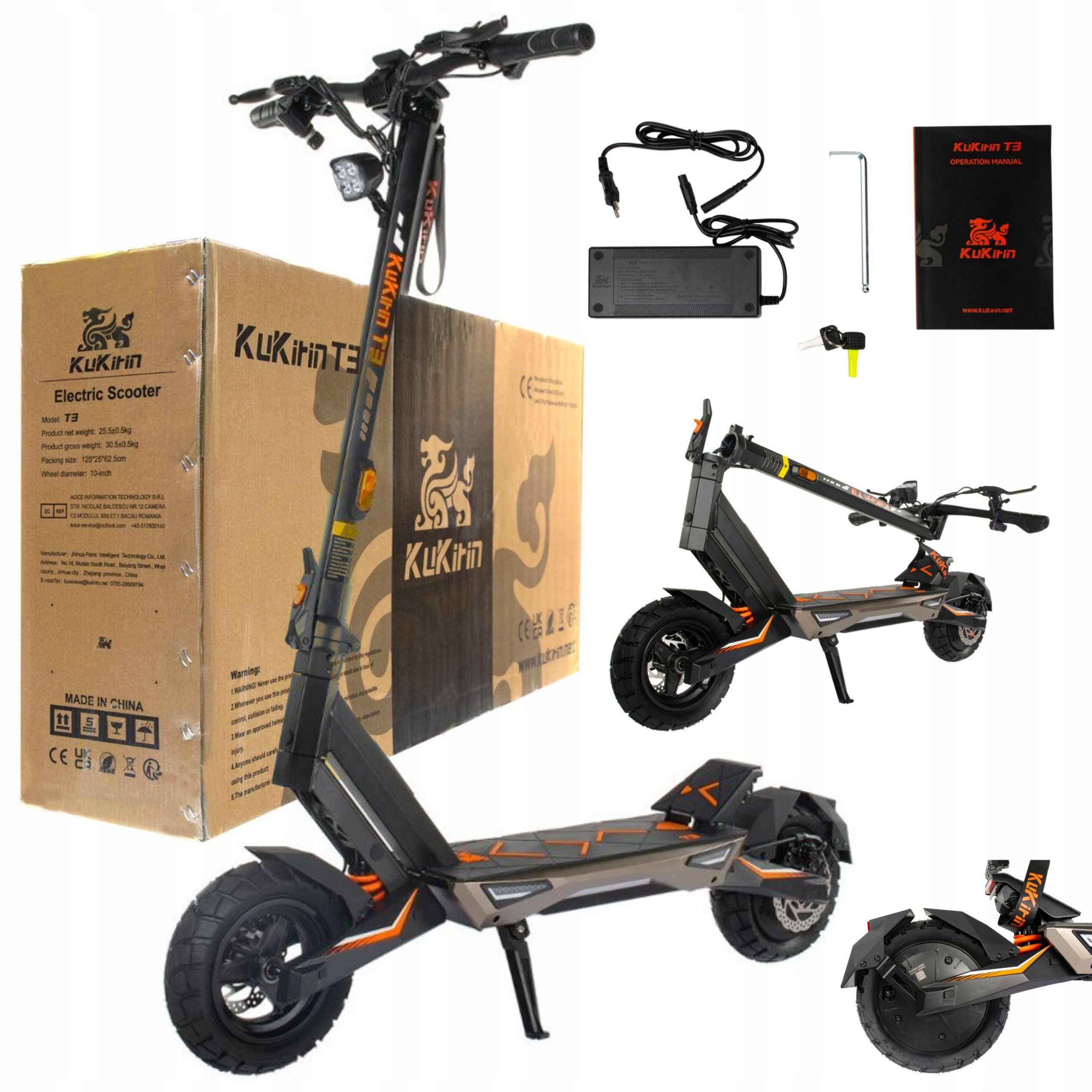 KuKirin T3 Składany Pojazd Elektryczny 1000W 48V 15.6Ah 58KM 45km/h Pl