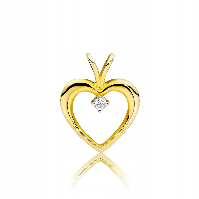 Zlatý přívěsek 585 srdce s přírodním briliantem 0.6 g, bílý diamant 14kt