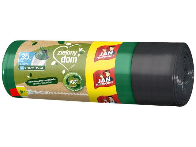 

Jn Worki Na Śmieci 35l Zielony Dom Z Taśmą 15szt