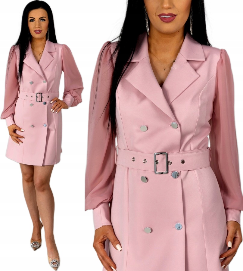 Dámské šaty křtinové přijímání Elegantní Šaty Námořnická růžová L