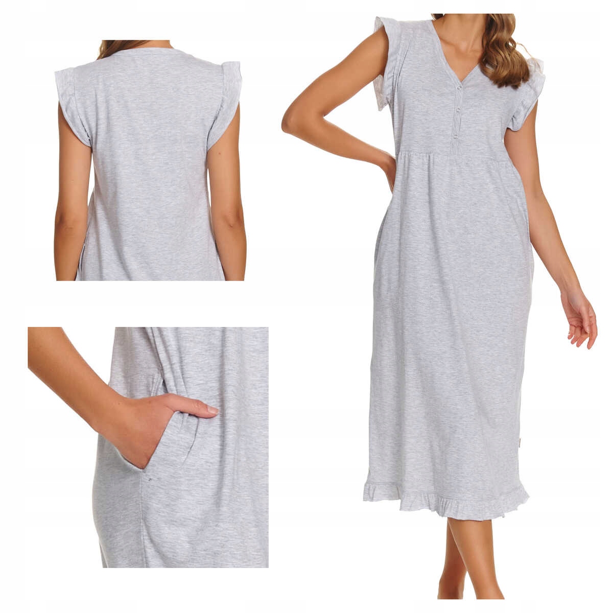 Doctornap Košile noční bavlněná s krátkým rukávem Tcb 7463 melír S