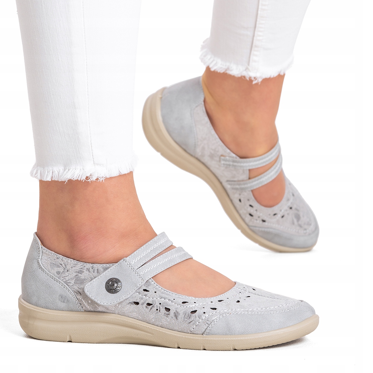 Polobotky z Měkké Kůže, Lehké, stabilní, Šíře H, plochý podpatek Wojtyłko 40