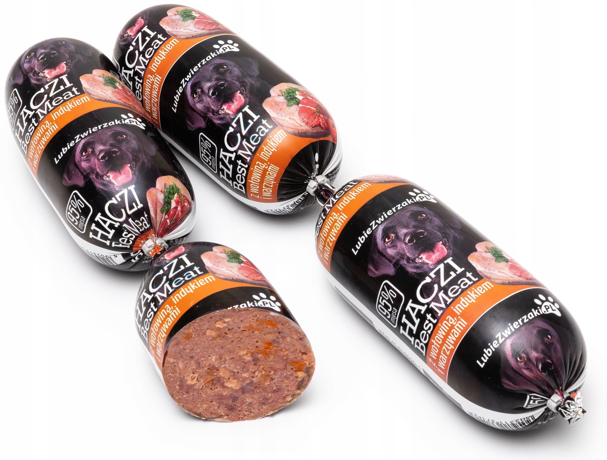 Levně Krmivo pro psa mokré Haczi maso 95% hovězí maso zelenina vitamíny 40x450g