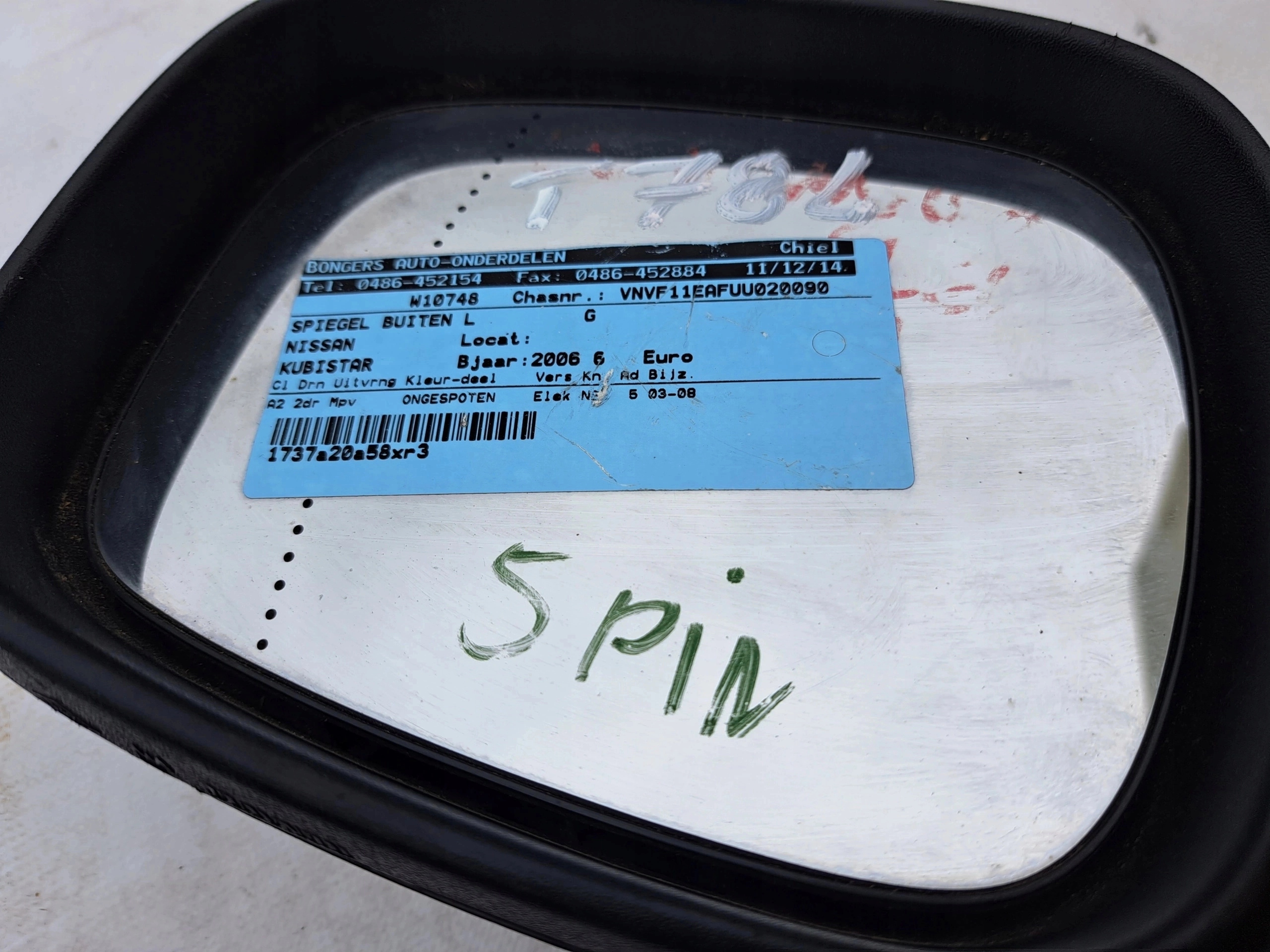 NISSAN KUBISTAR 03-08 mirror left 5PIN original