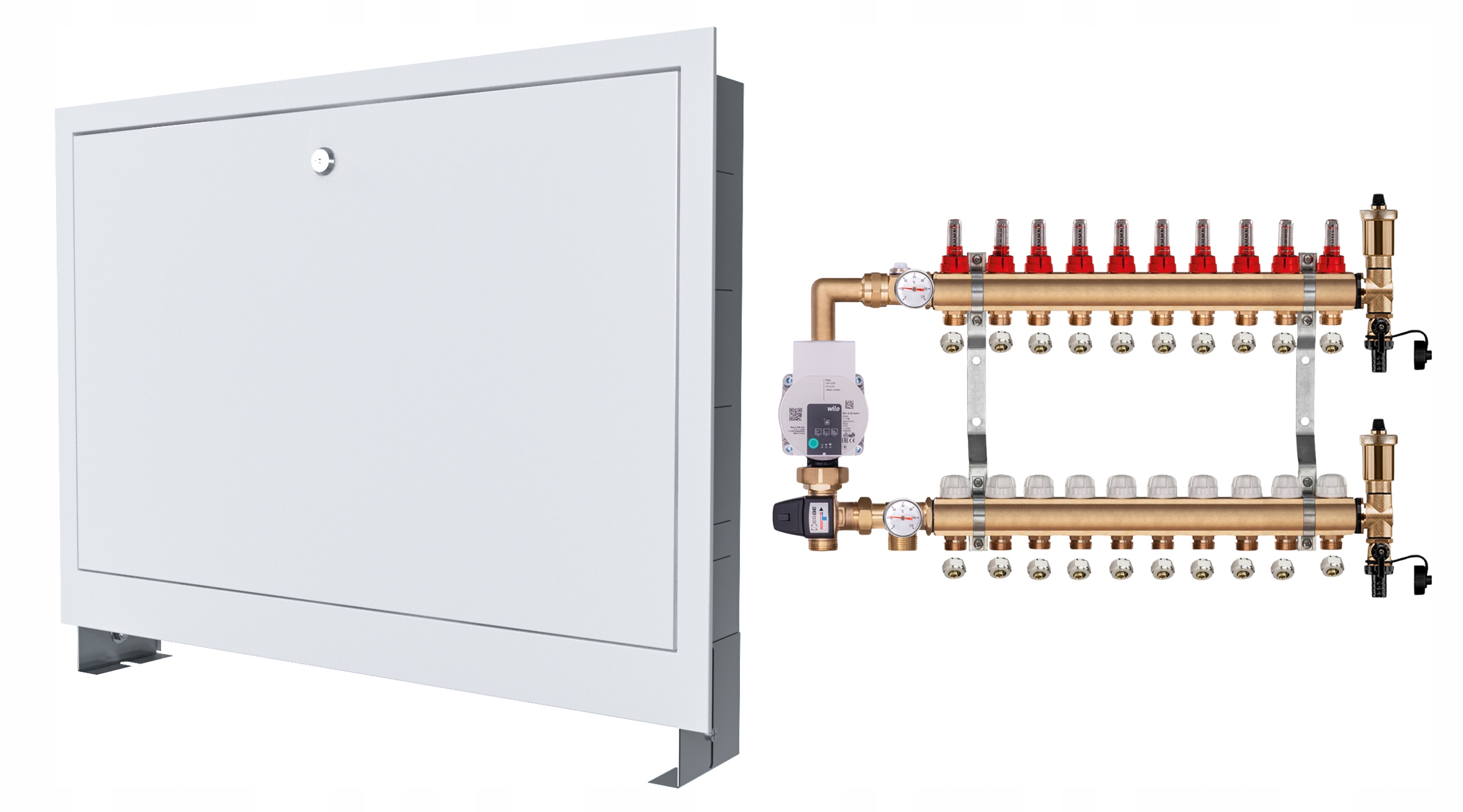Mosazný Rozdělovač Pro Podlahovku 10 S Čerpadlem Wilo+podomítkový Box+pex