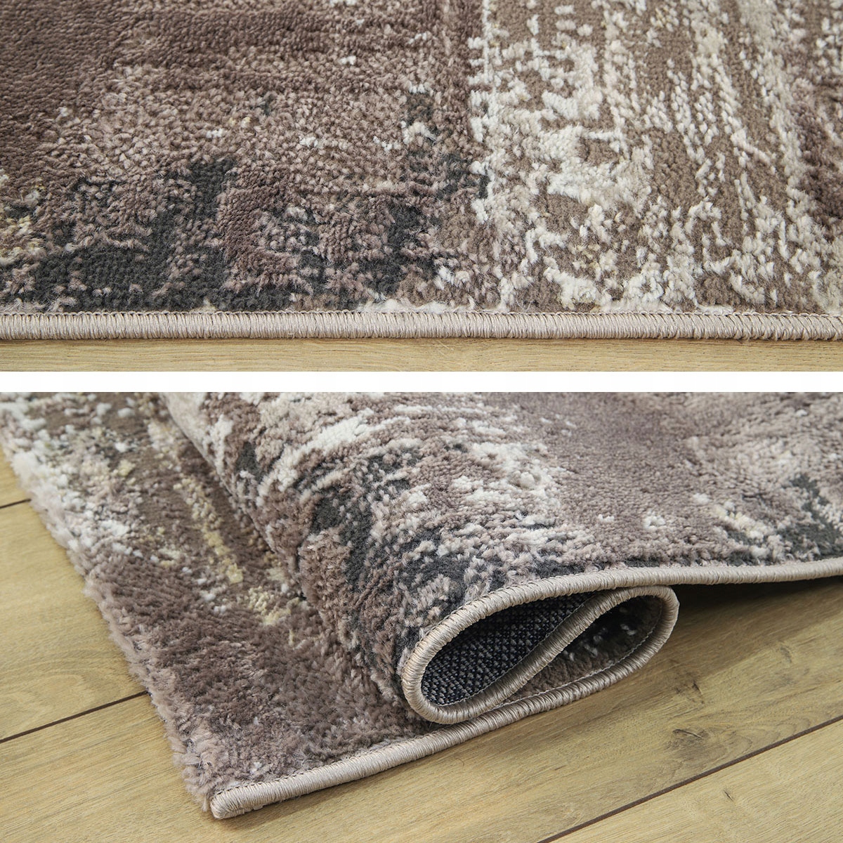 MIĘKKI DYWAN LAILA 2498c DO PRZEDPOKOJU BRĄZOWY SZARY GRUBY LOFT 120x170cm Grubość 8 mm