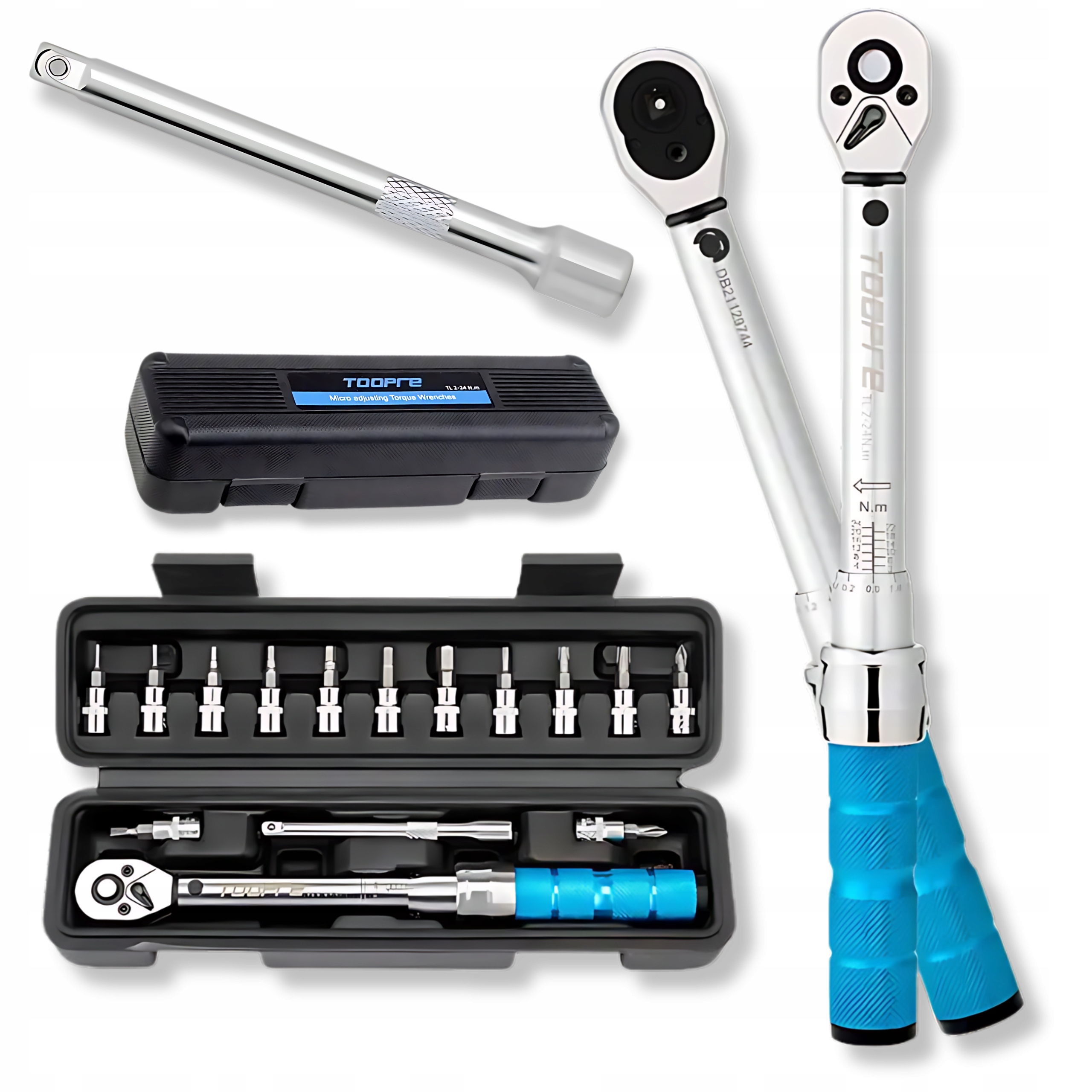 Dynamometrický klíč 2-24 Nm pro jízdní kola s blokovacím zámkem, multifunkční, ráčnový