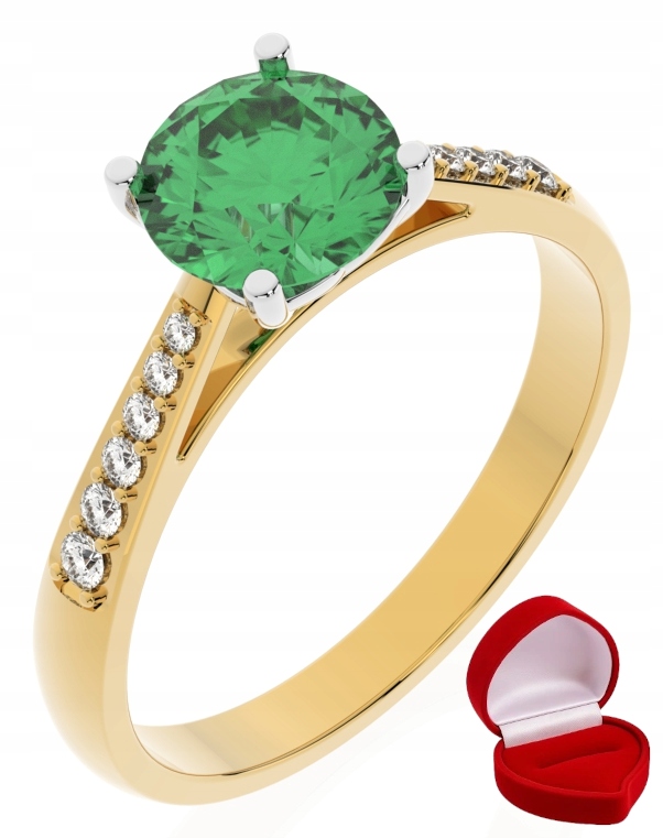 Zlatý Prstýnek 585 14k Smaragd 1 ct Krabička R14