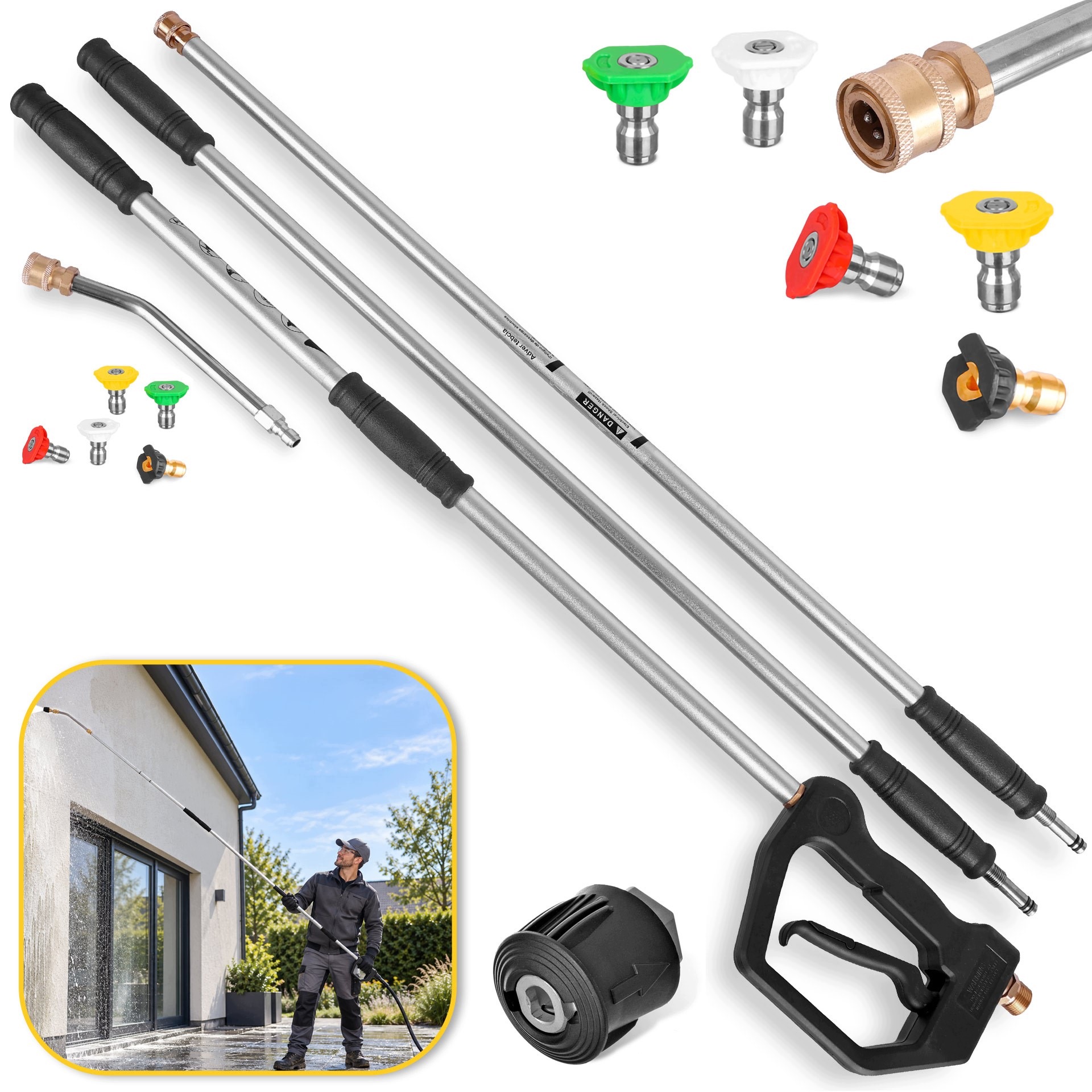 Modułowa Lanca Teleskopowa 3m Komplet 5 Dysz do Karcher K2 K3 K4 K5 K6 K7