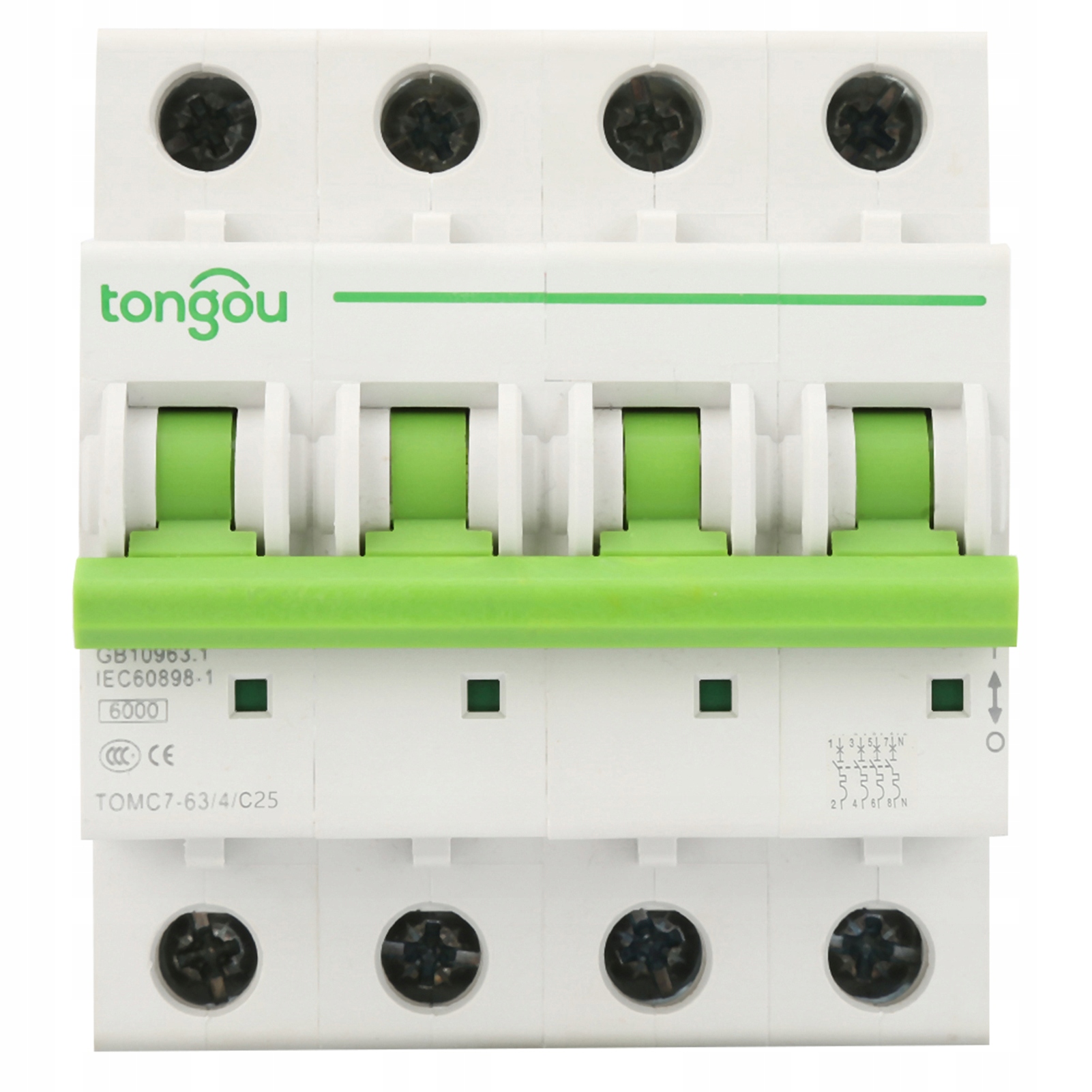 TOMC7-63 4P C typ 6KA Miniature Circuit Protection Air Switch(25A)