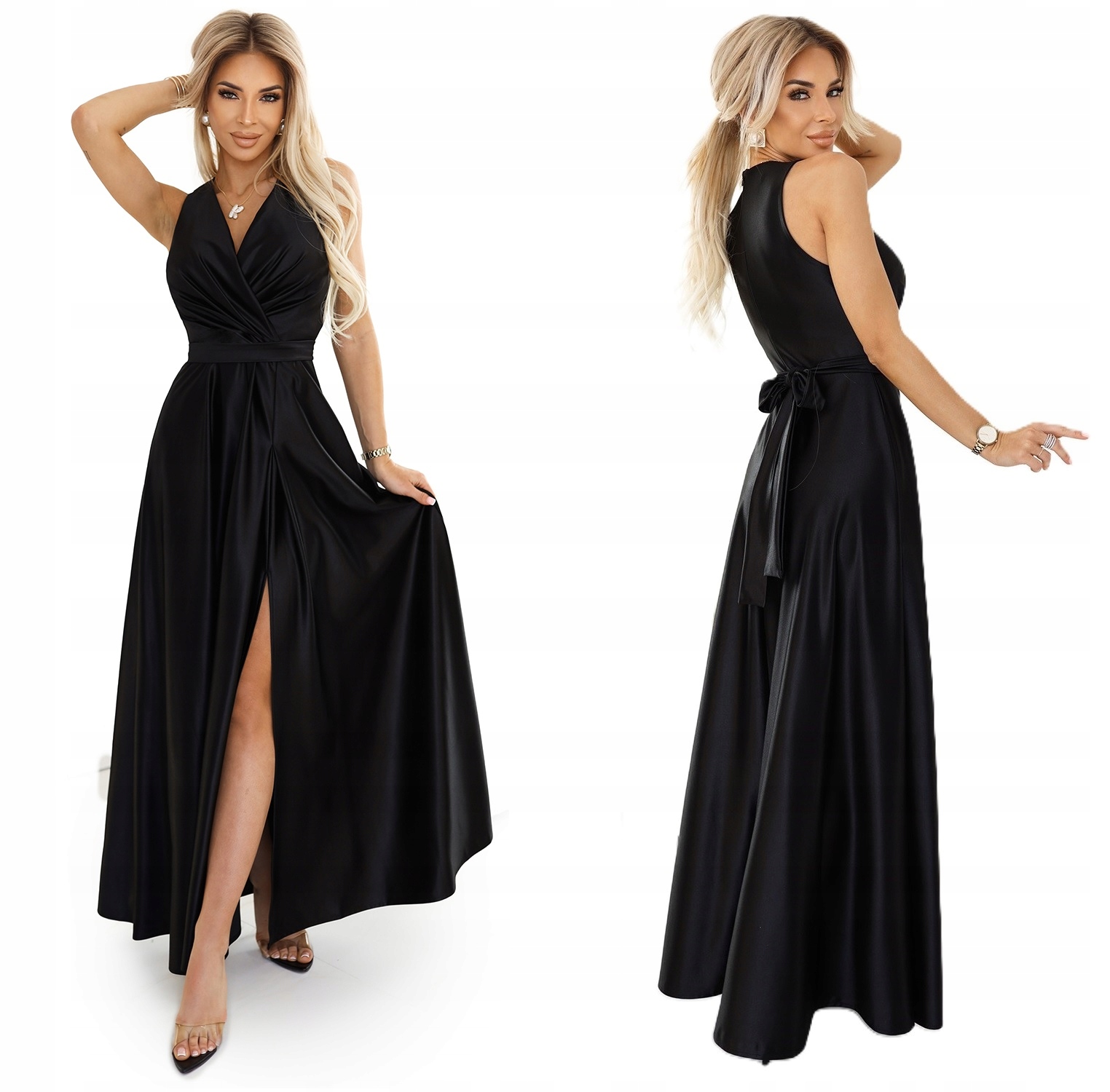 Exkluzivní Saténová Silvestrovská Plesová Sukně Se Zavazováním V Pase, Černá