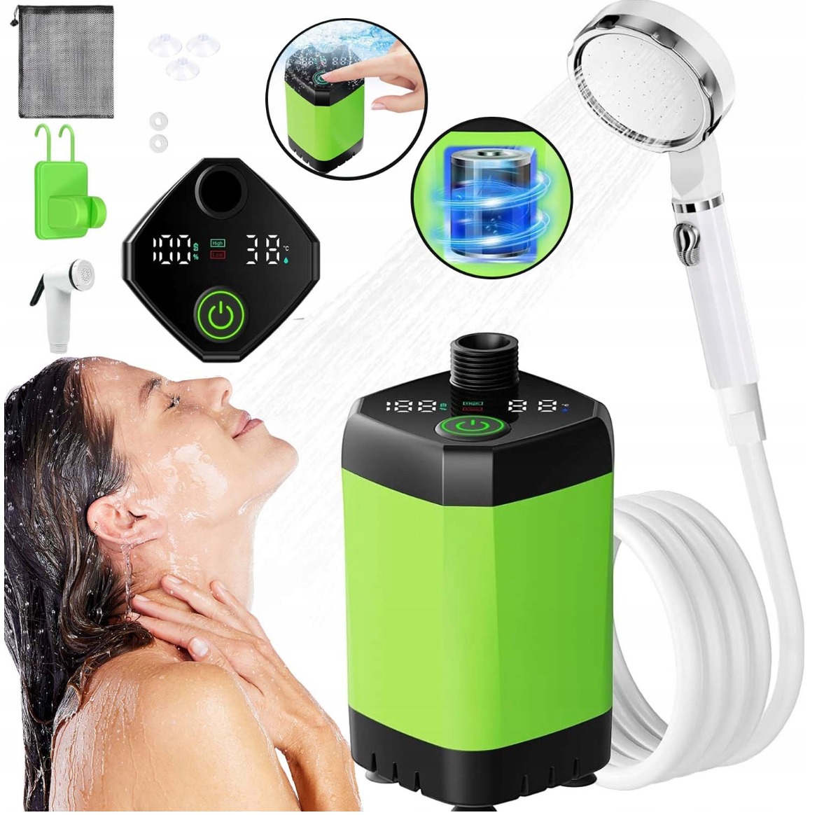 Elektrická Kempingová Sprcha S Akumulátorem 6000 Mah A Displejem