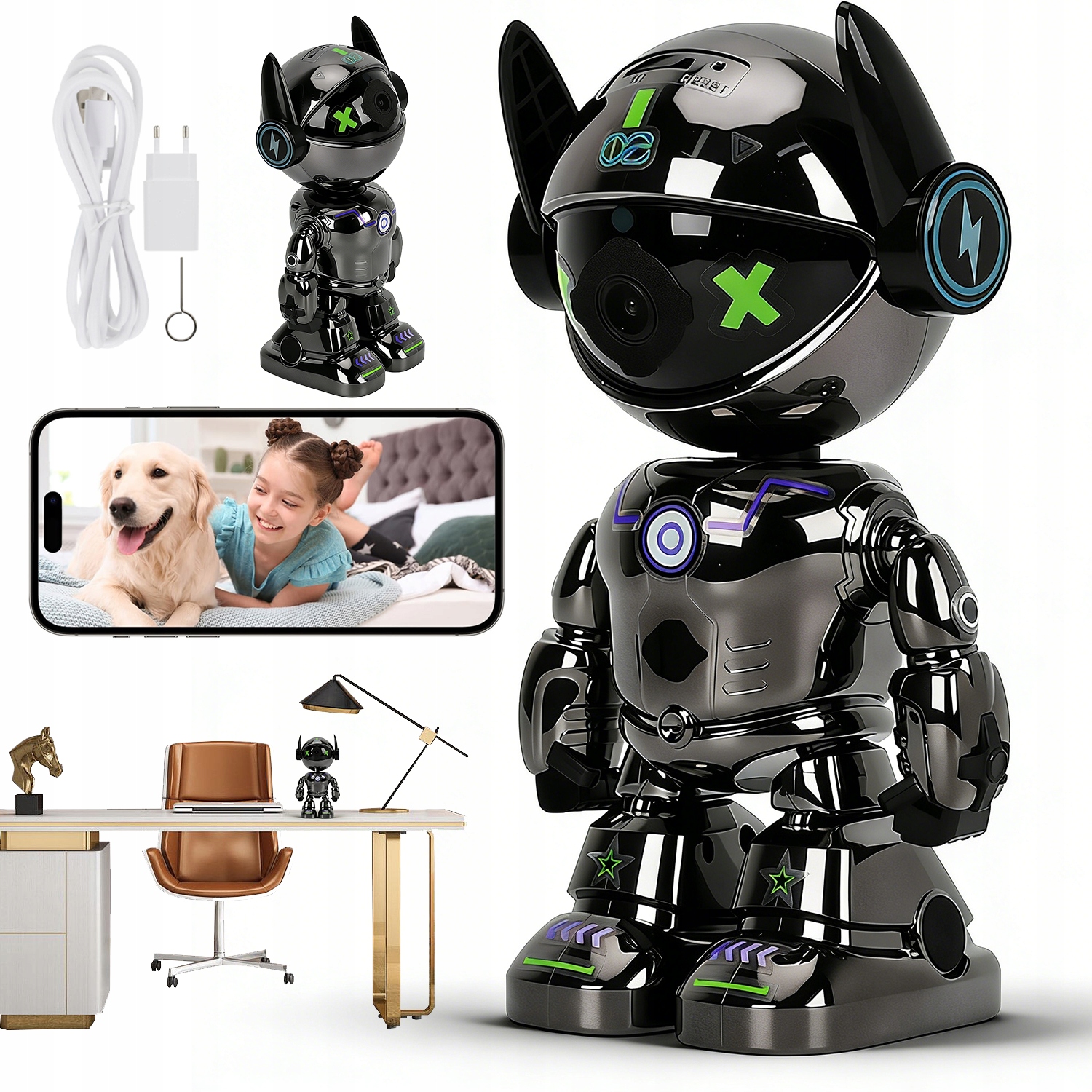 1080P Kamera Do Monitoringu Domowego Robotyczna Z Ładowarką Eu 200MP