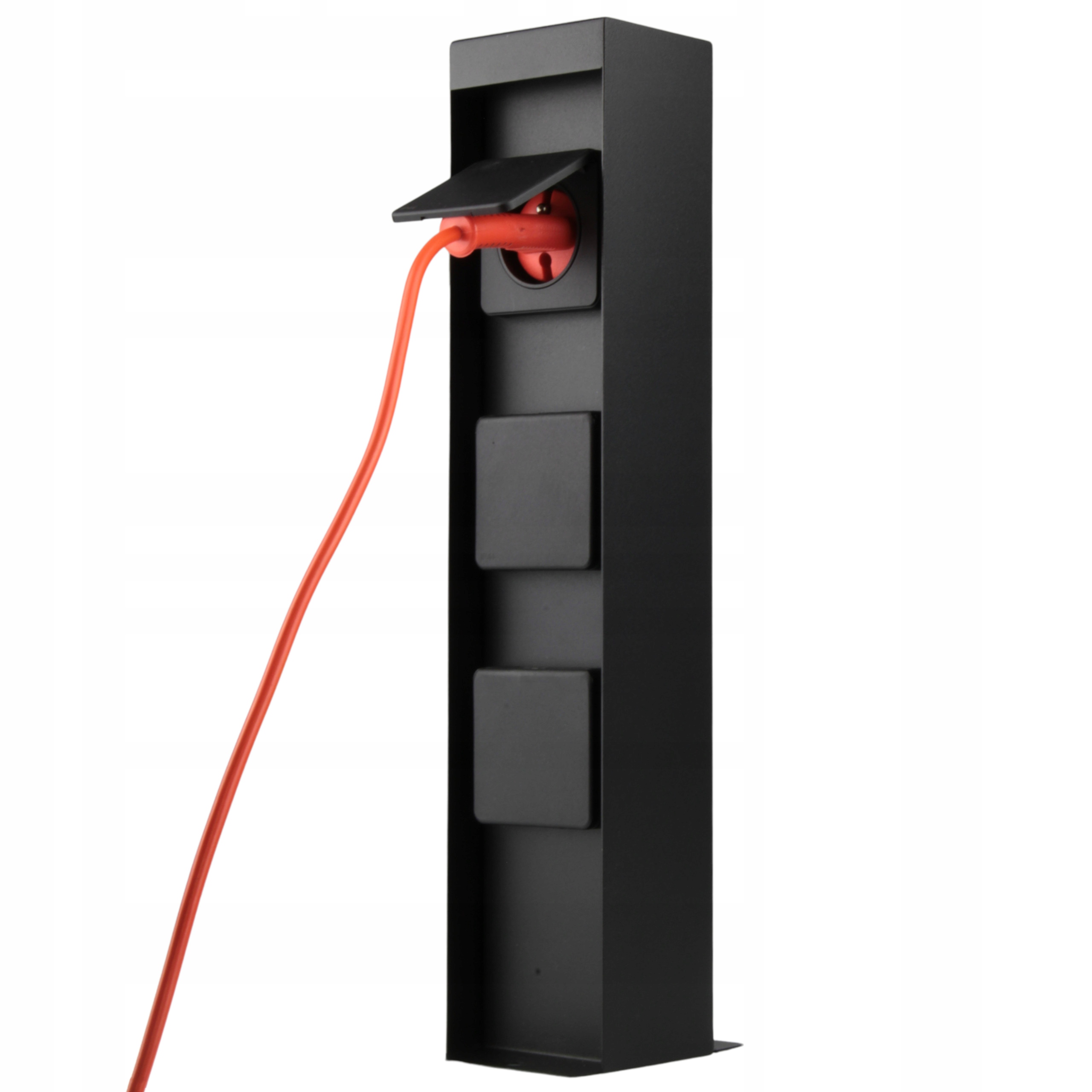 Elektryczny Słupek Ogrodowy Zasilający z Trzema Gniazdami 230V Czarny