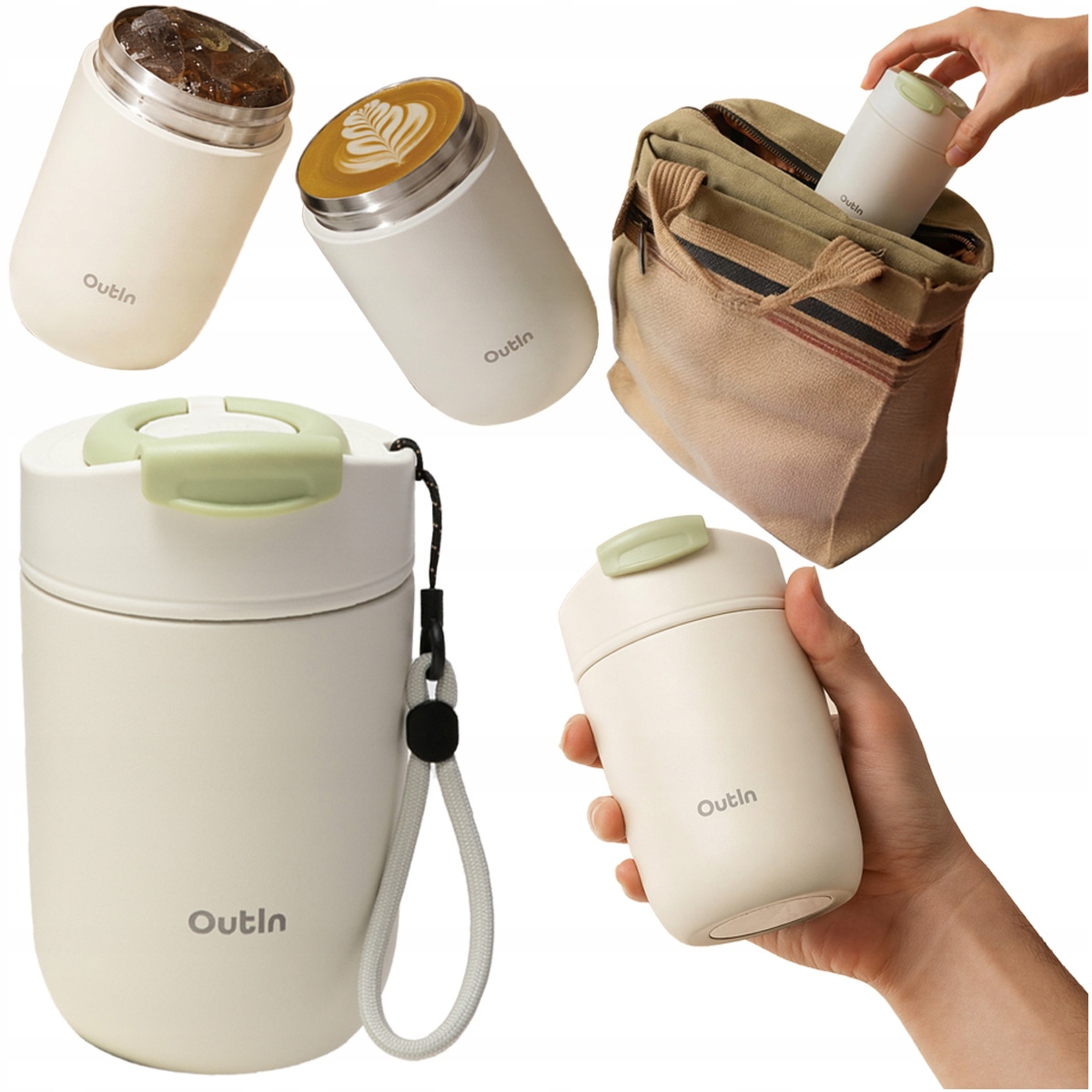 Outin Kubek termiczny podróżny Stal nierdzewna Travel Tumbler 350ml