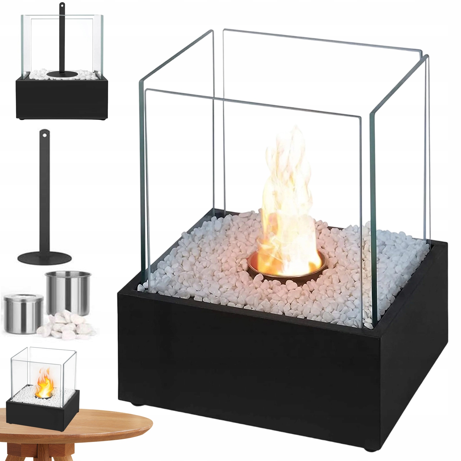 Mini volně stojící bezkouřový alkohol do domu na terasu, zahradní bio krb