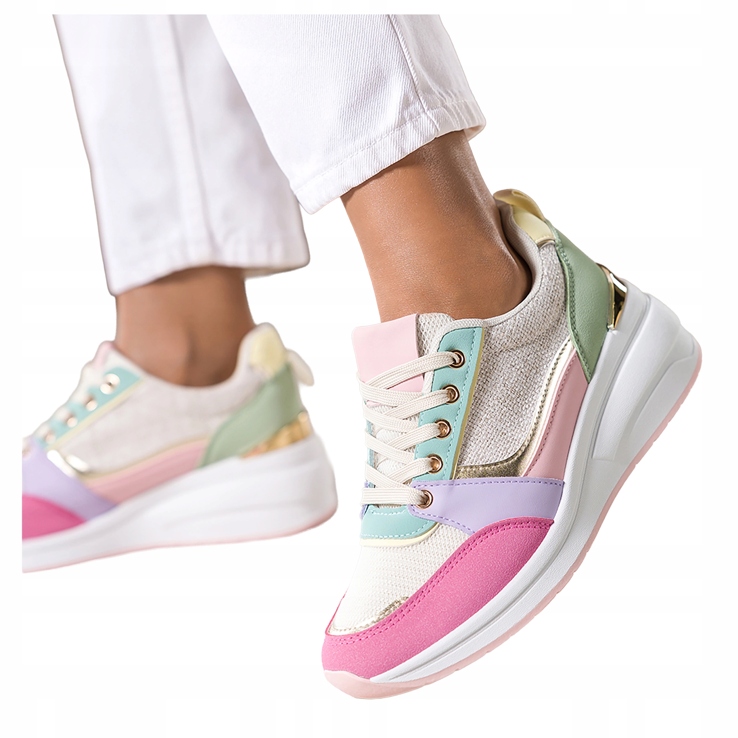 Vícebarevné dámské Módní Tenisky na klínku, šněrovací, sportovní, velikost 40