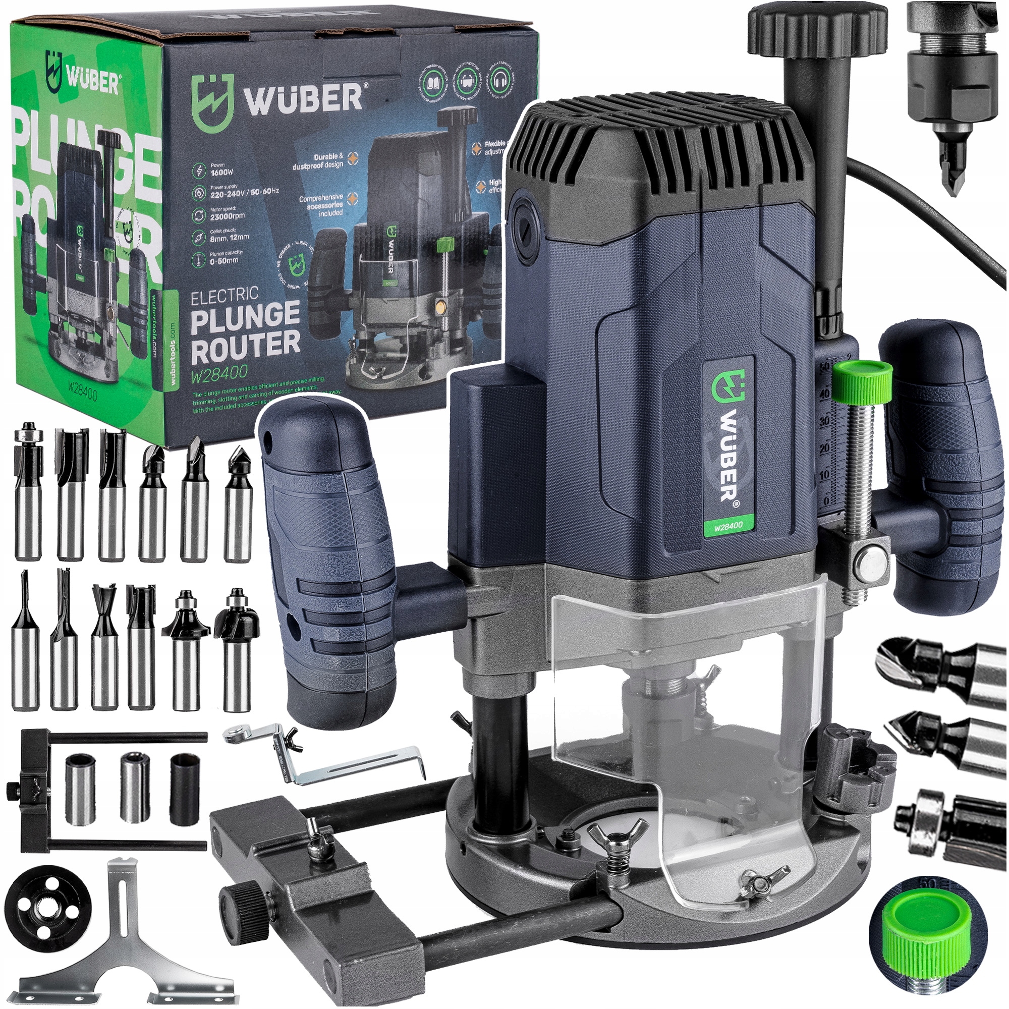 Frezarka Górnowrzecionowa Do Drewna Elektryczna Zestaw 12 Frezów Wuber