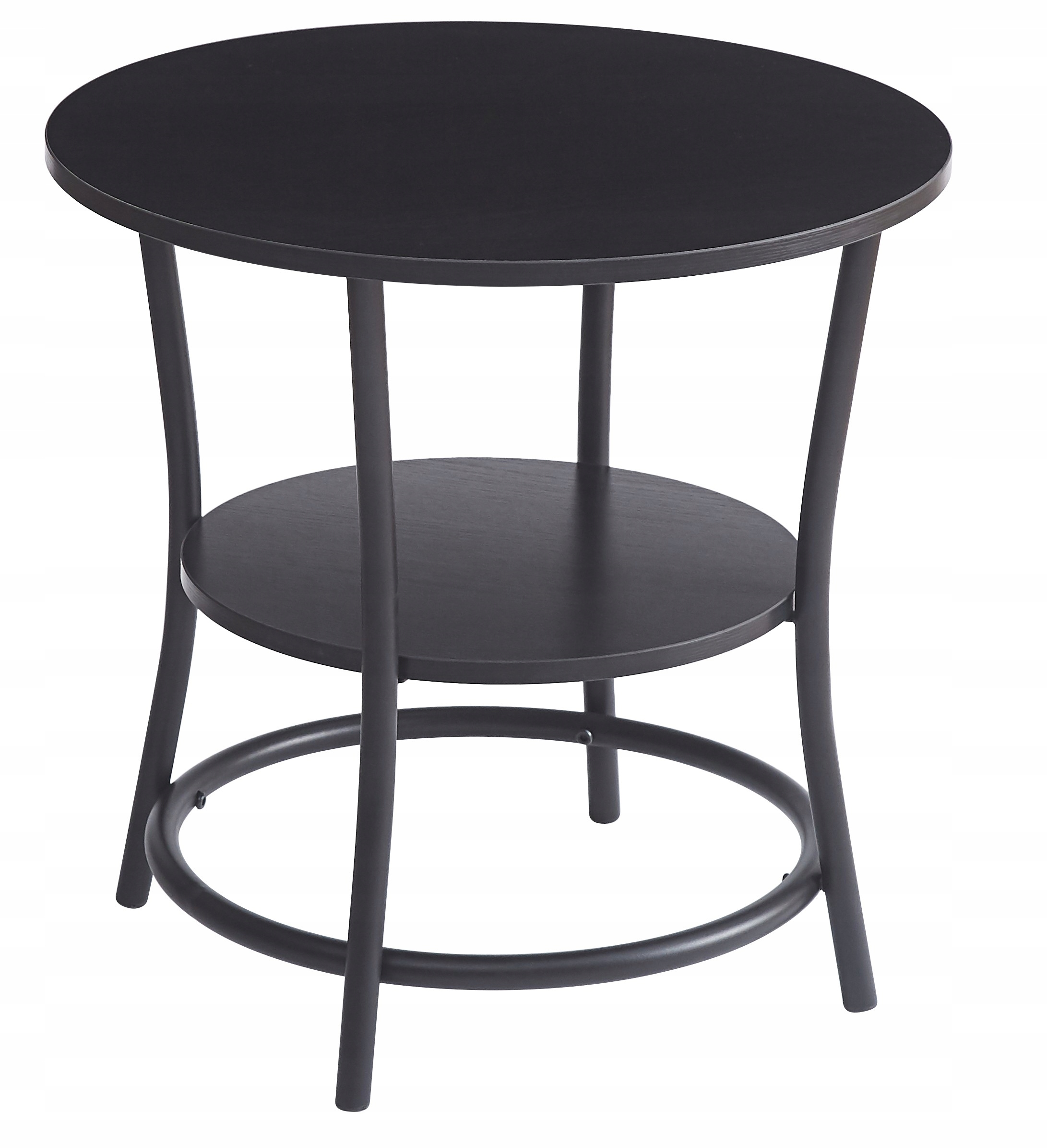 Konferenčný Stolík Okrúhly S Poličkou Loft Industriálny Dub Čierny fi 56 cm