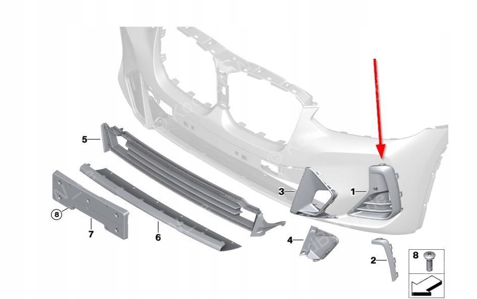 KRATKA ZDERZAKA PRZEDNIA PRZÓD BMW X3 G01 LCI LEWA M PAKIET LIFT Typ samochodu Samochody osobowe