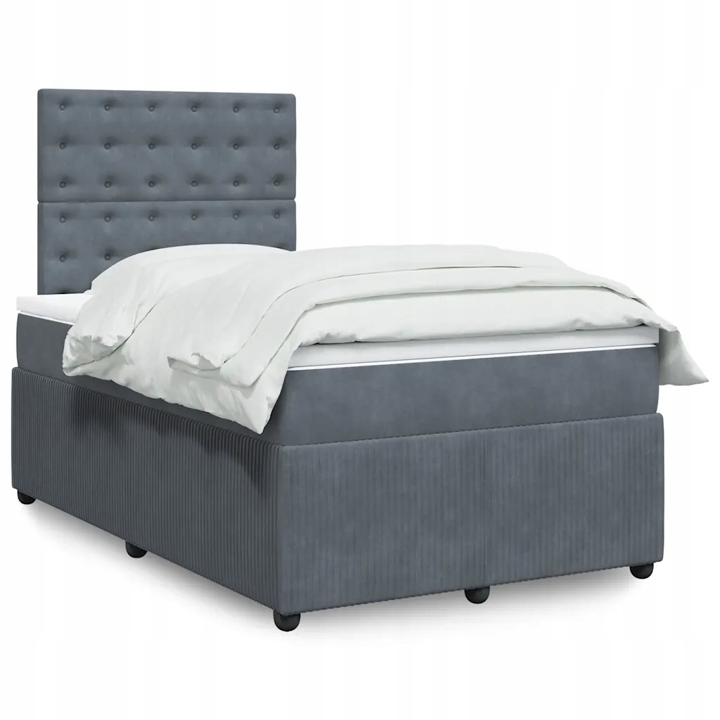 Box spring postel s matrací tmavě šedý 120x190 cm samet Šedá 3294599