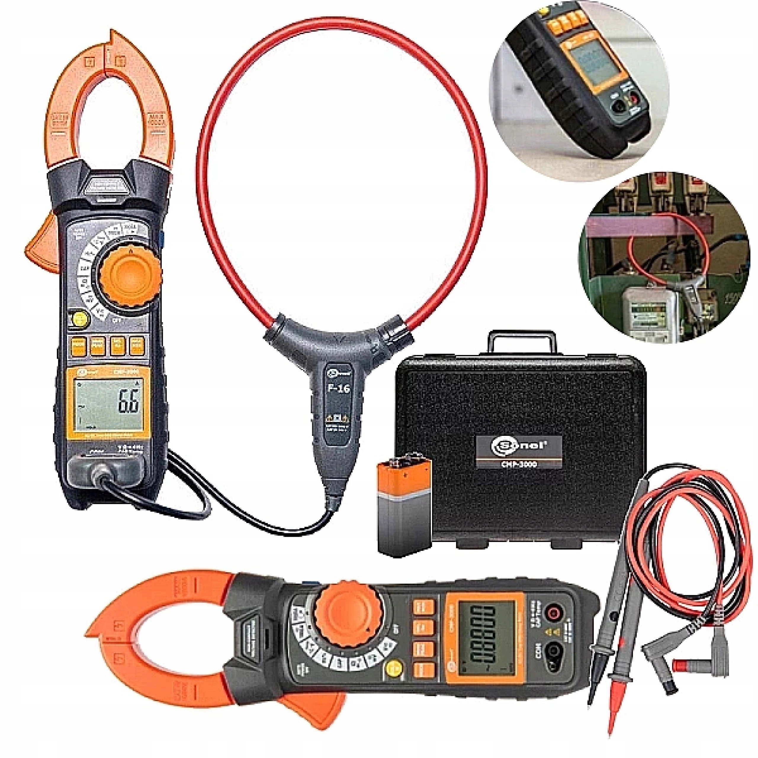 Sonel CMP-3000 Profesionální Klešťový Měřič Sada Kufrů Klešťové Kabely