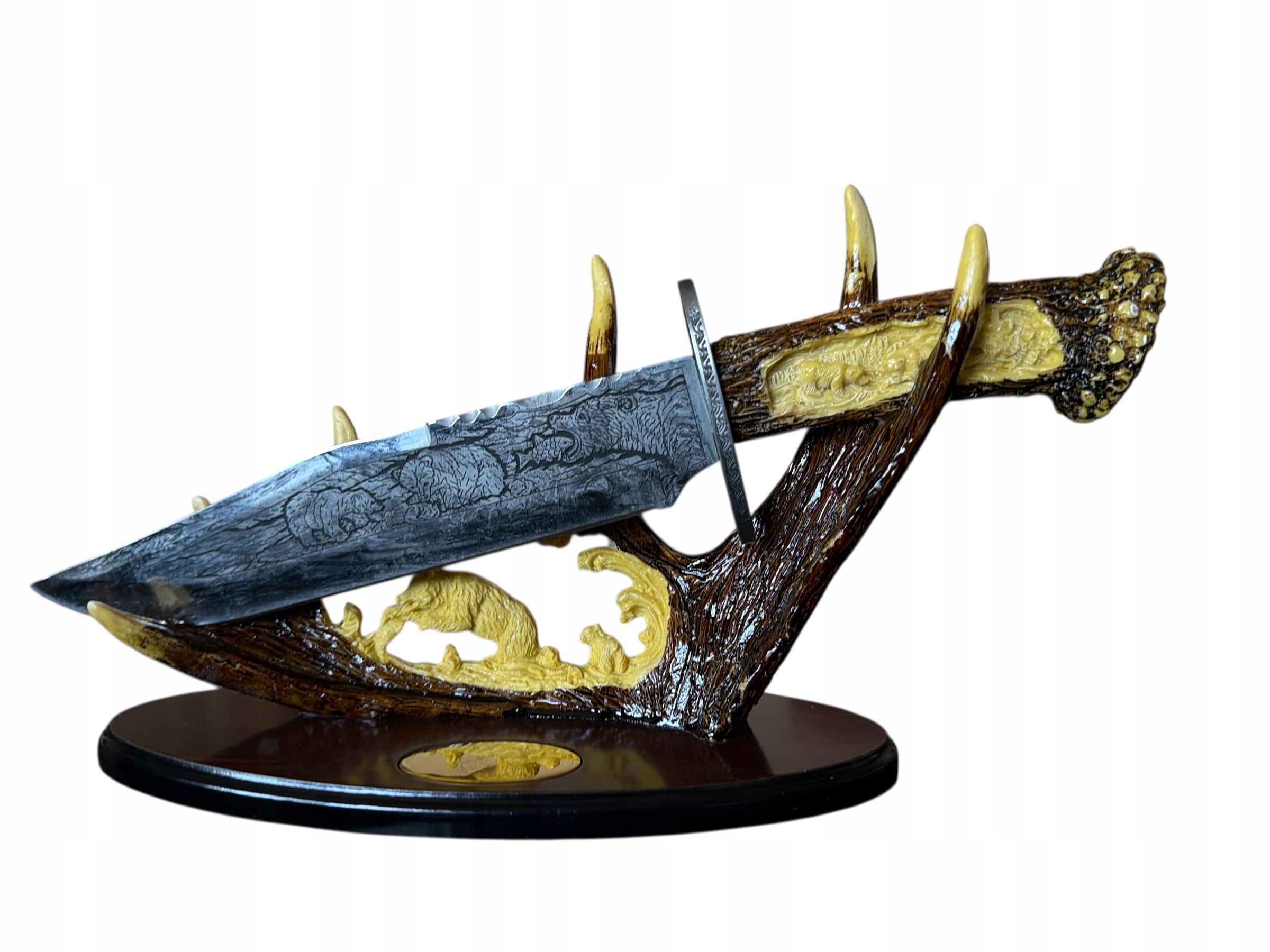 Duży Kordzik Myśliwski Niedźwiedź Poroże Myśliwego 38CM HK109037