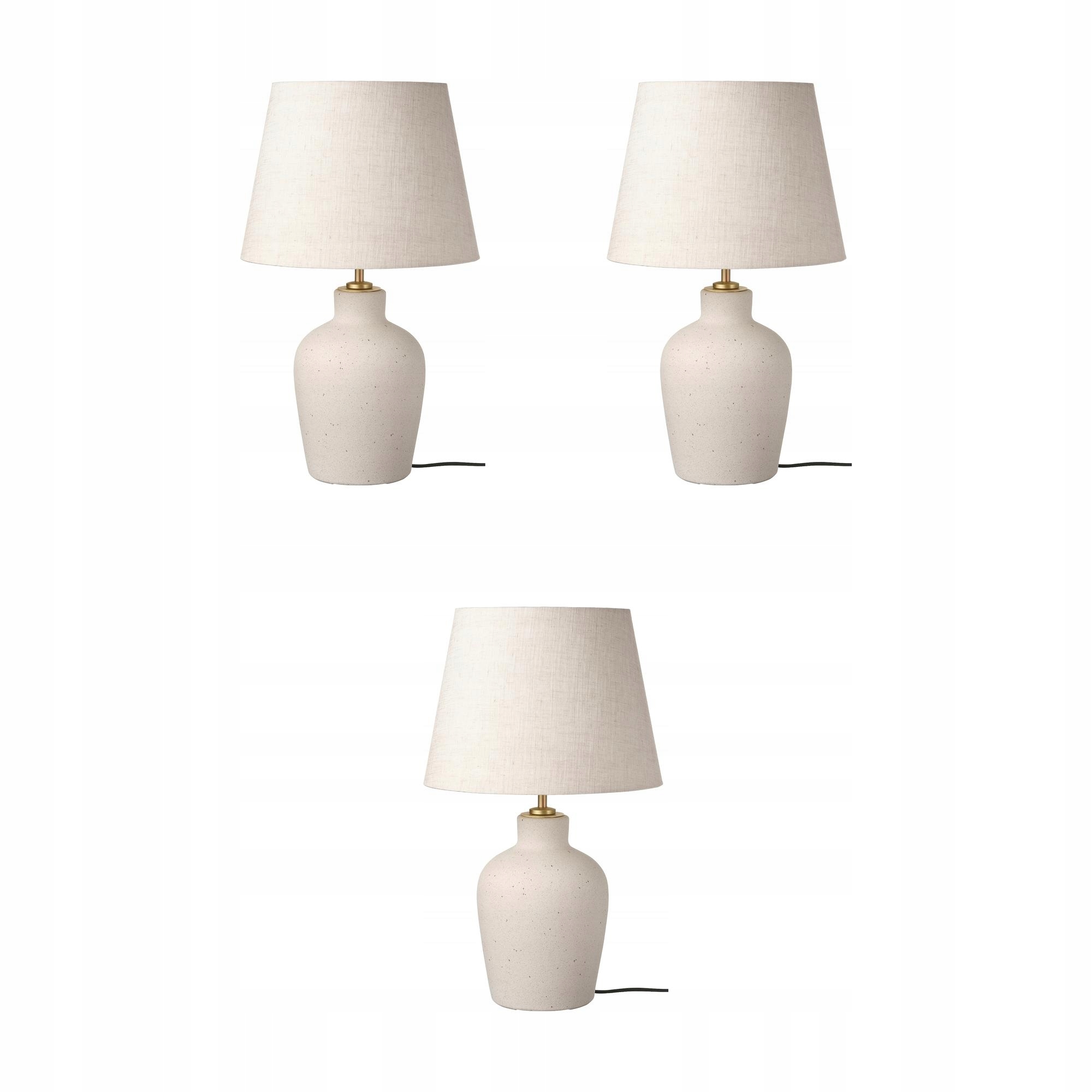 3 szt. Beżowa Lampa stołowa Nocna ceramiczna z kloszem 50 cm Blidvader