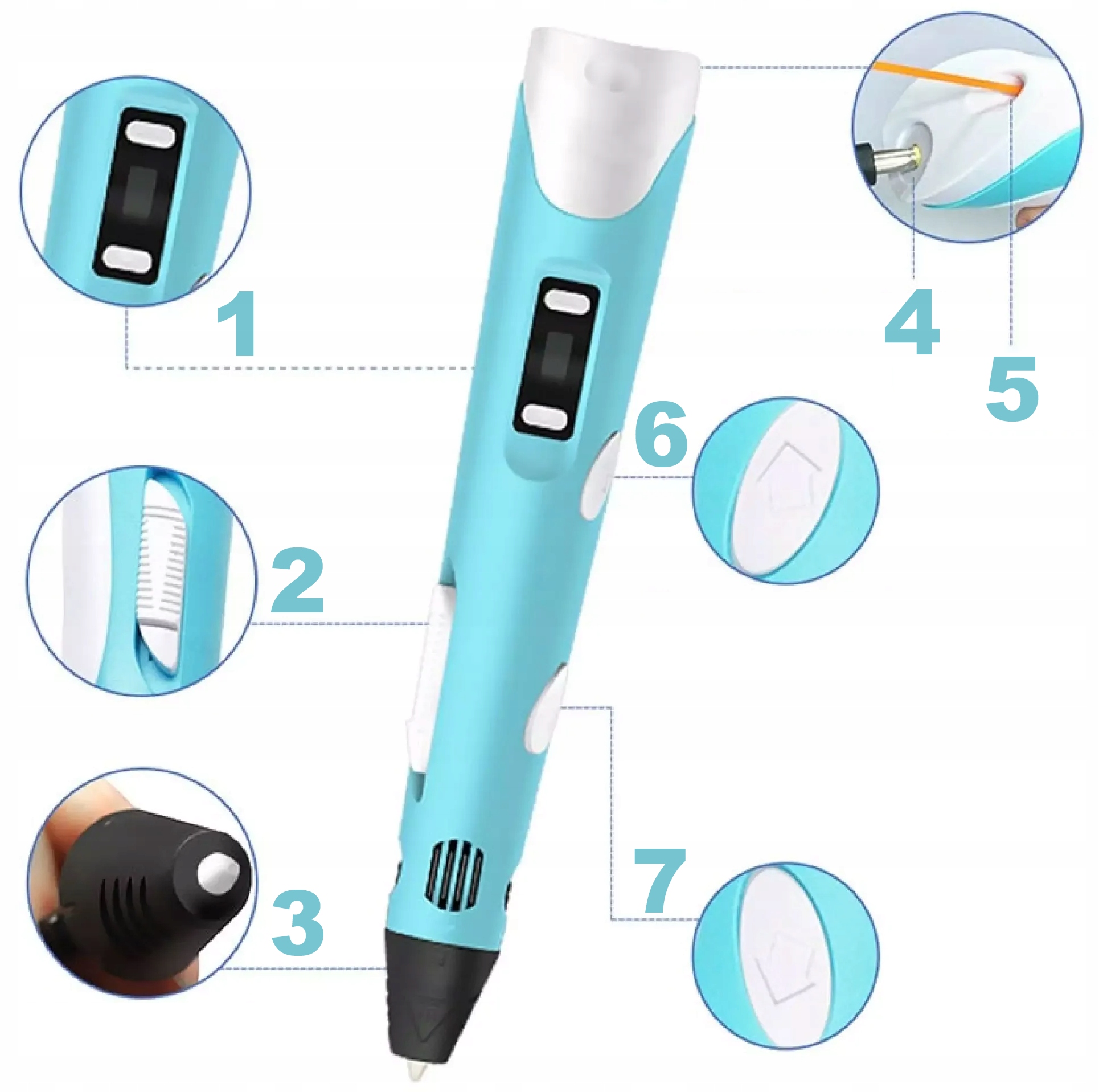 MAGICZNY DŁUGOPIS 3D DRUKARKA PEN FILAMENT WKŁADY KOLOROWE 210M ZESTAW XXL Szerokość produktu 20 cm