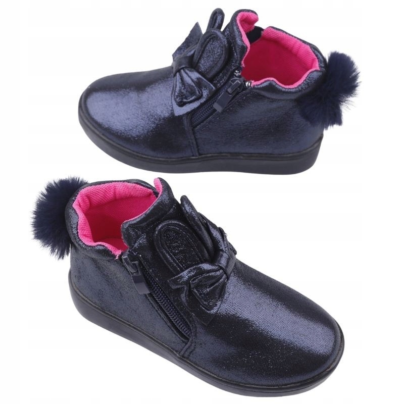 GRANATOWE BOTKI DZIEWCZĘCE SNEAKERSY SUWAKI PŁASKIE BUTY DZIECIĘCE Kolor niebieski