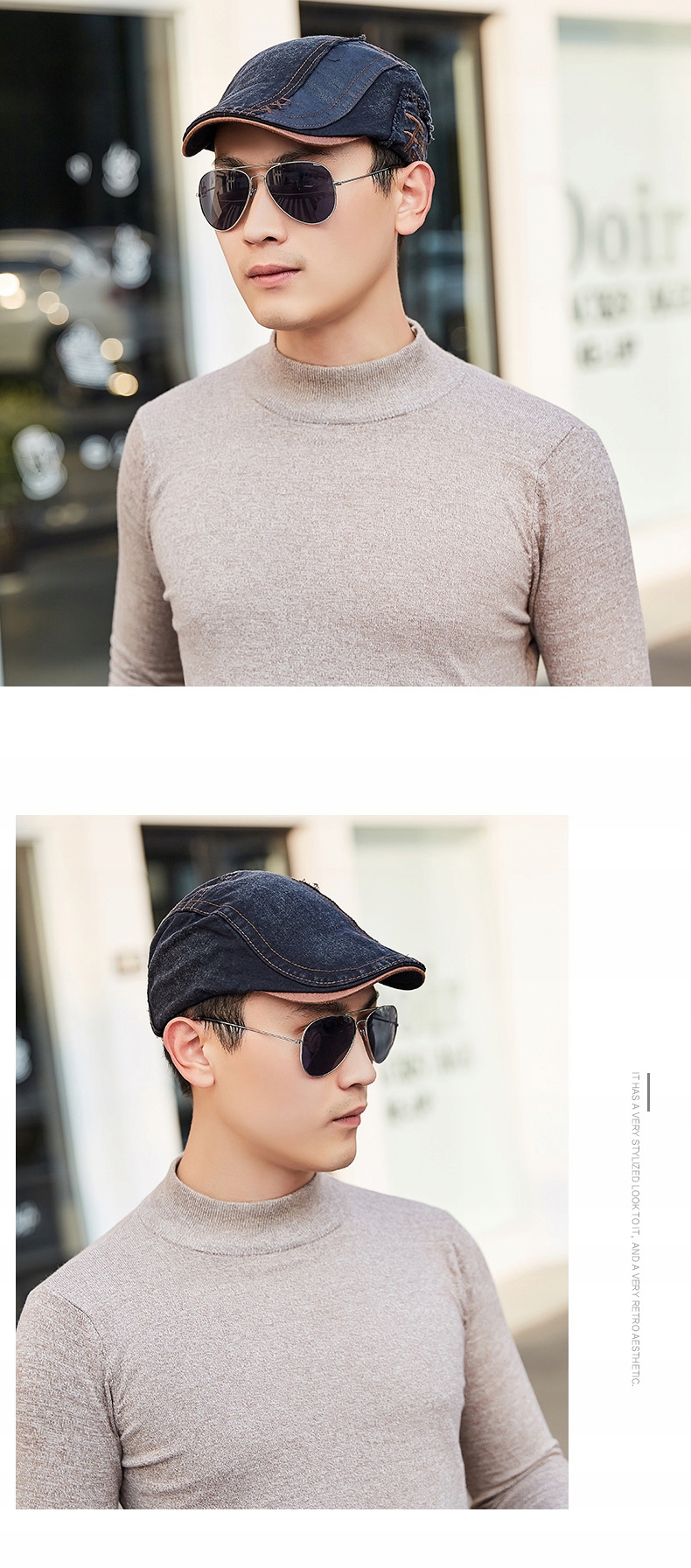 CZAPKA Z DASZKIEM KASZKIET JEANS BRĄZOWY KAWOWY BAWEŁNA Marka inna