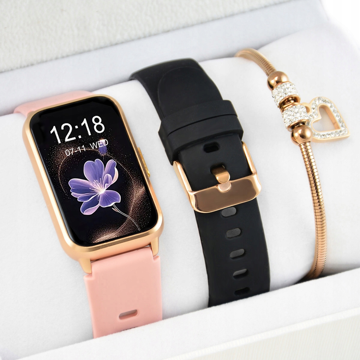 Dámský set Chytré Hodinky s Amoled Sms hovory Sport Zdraví Zlaté Menu Pl