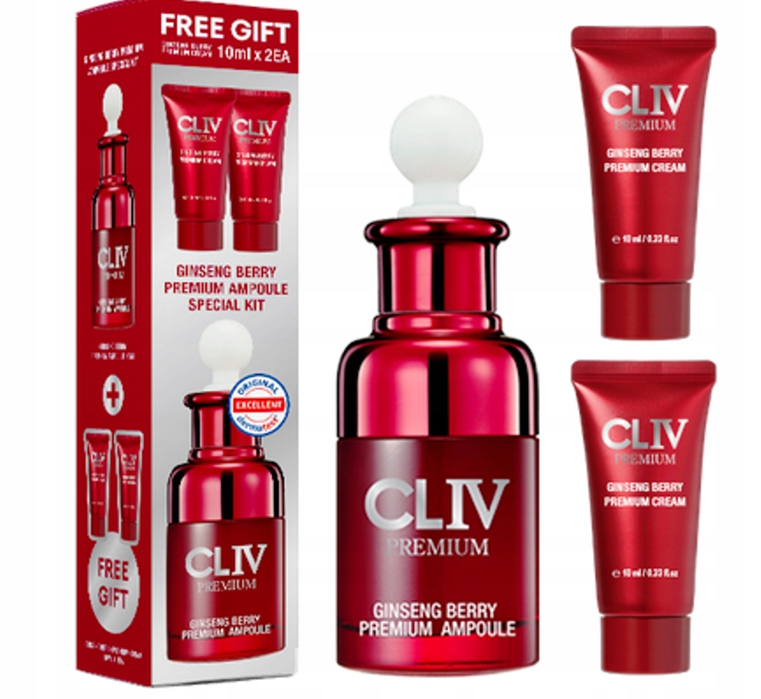 CLIV Premium Zestaw Ampułka Do Twarzy Żeń-szeń 30ml Mini Kremy 2 x 10ml
