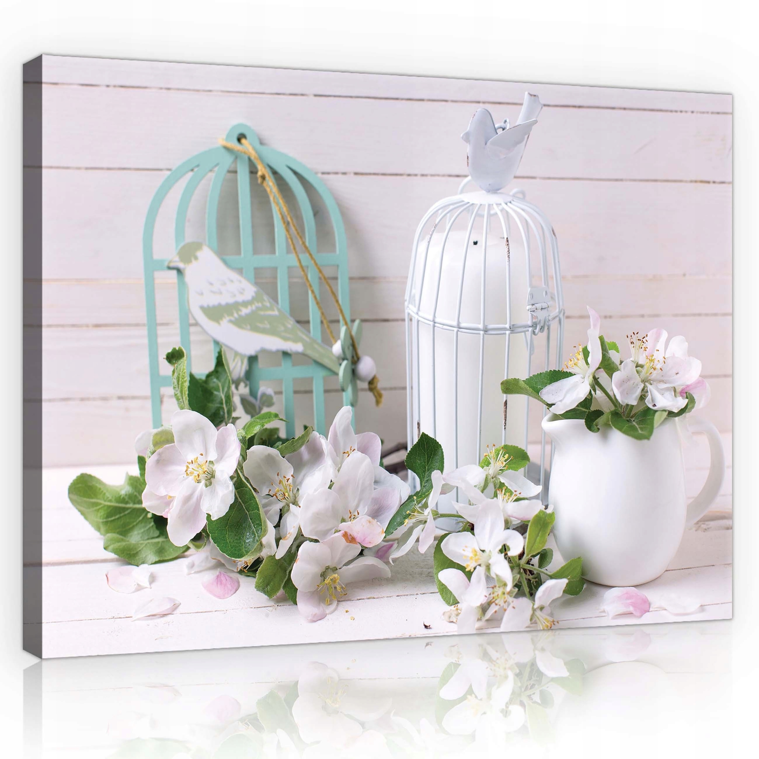 Obraz 100x75 Jaro jemnost klid květiny klec bílá modrá