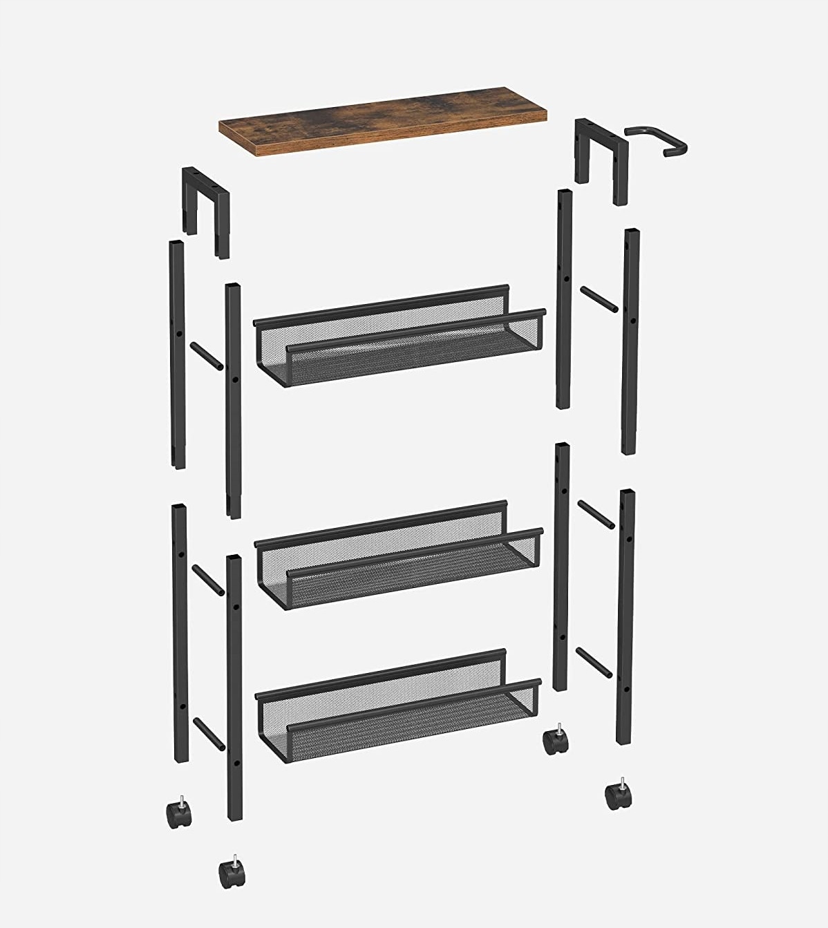 REGAŁ MOBILNY WÓZEK SZAFKA 4 PÓŁKI INDUSTRIALNY MOCNY Kolor mebla dąb wotan