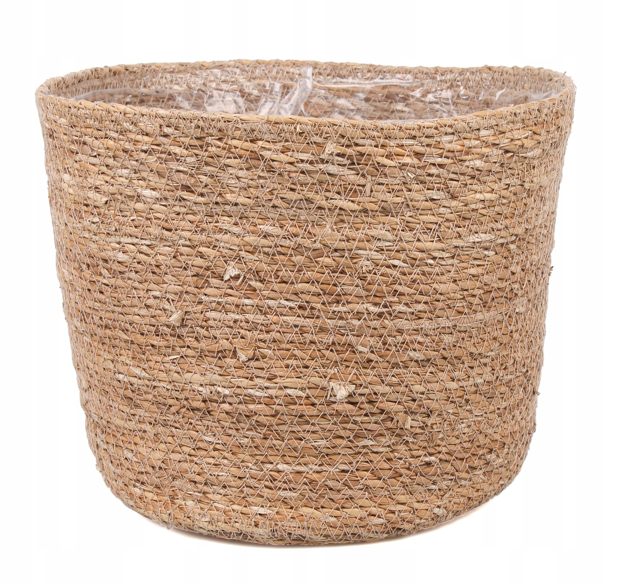 OKRĄGŁY KOSZ Z TRAWY MORSKIEJ BOHO 26x26x21 cm