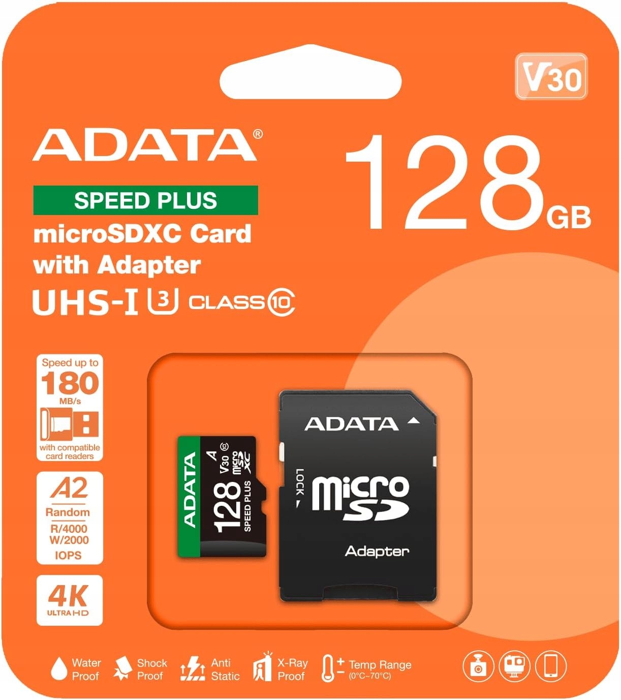Adata UD128GUI3V30A2SP-RA1 pamäťová karta Speed Plus 128GB microSD Sdxc