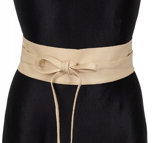 

Szeroki Pasek Damski Jasny Beż Eko Skóra Wiązany