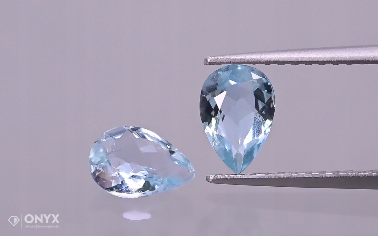 Akvamarín fasetovaný Para slza 7x4,5 mm