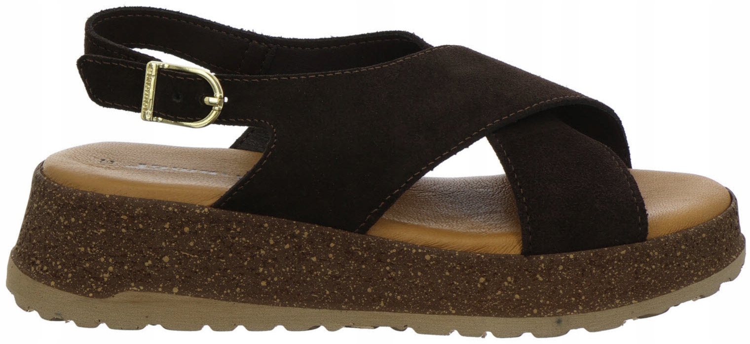 Dámské Sandály Na Platformě, Kožené, Hnědé, Stylové, Módní Tamaris 39