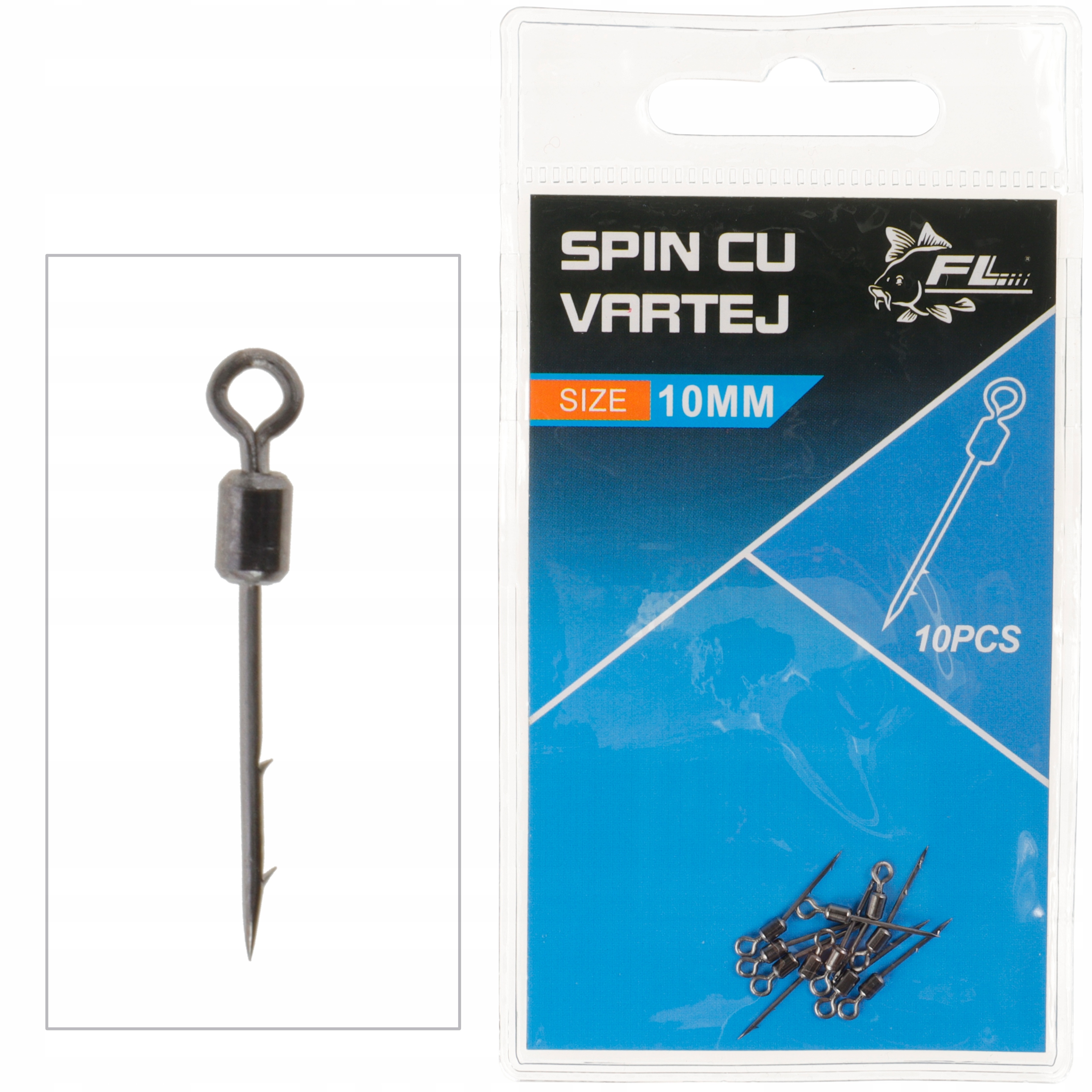 

Igła szpilka 10mm do przynęt z krętlikiem 10 sztuk