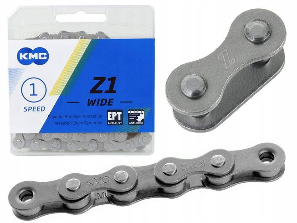 Łańcuch rowerowy Kmc Z1 szeroki Ept 1/2 x 1/8, 112 ogniw, 8.6 mm, 1 rzędowy
