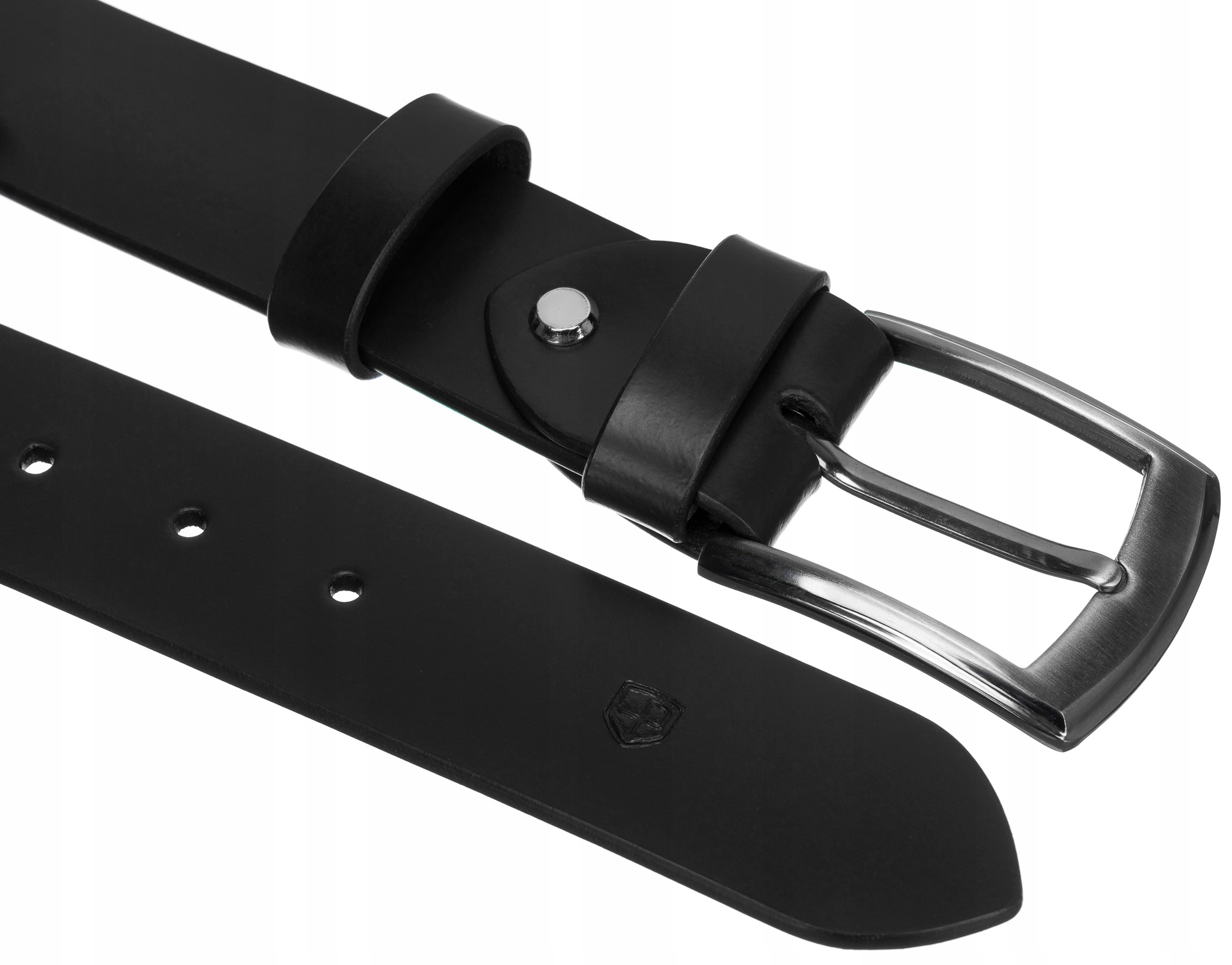 PETERSON pasek czarny skórzany męski klasyczna klamra do spodni Model PTN PM-27-95-SPL-699