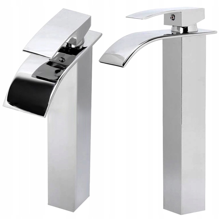 Bateria Umywalkowa Stojąca Wysoka Łazienkowa Chrom Kran Waterfall Wodospad