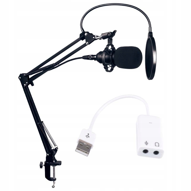 MIKROFON STUDYJNY USB POJEMNOŚCIOWY GAMINGOWY ZESTAW STATYW POP FILTR Model DNC Game