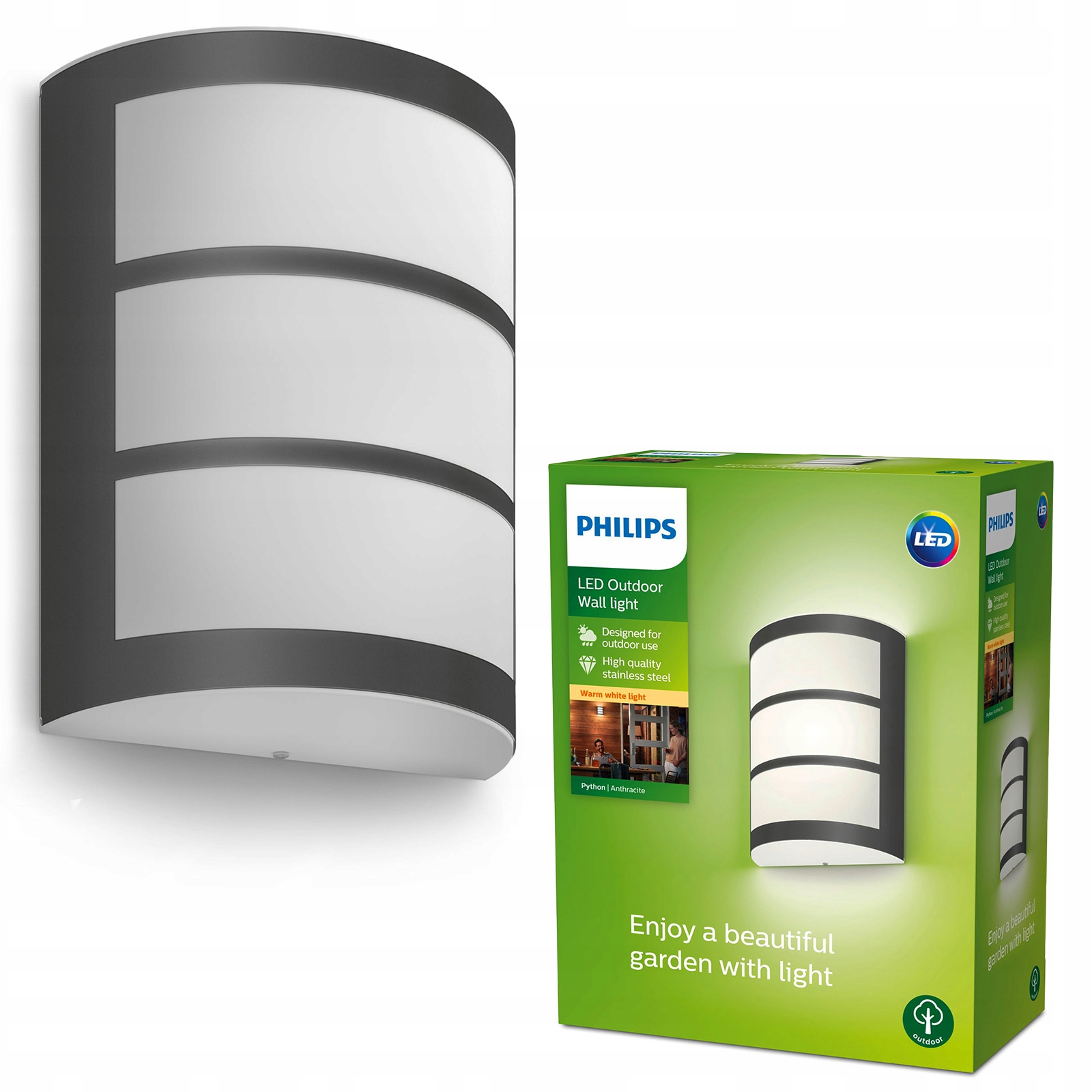 Zahradní nástěnné svítidlo Fasádní venkovní Led lampa 6W 450lm IP44 Philips