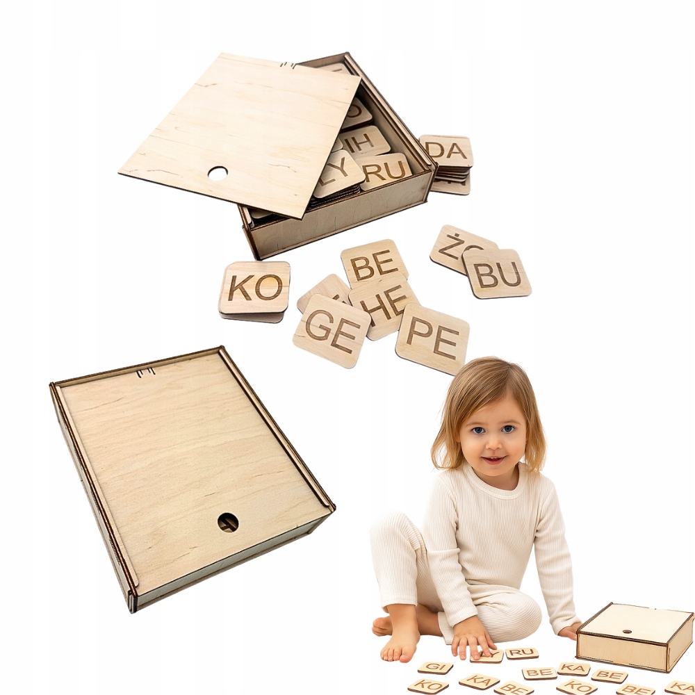 Vzdělávací Krabička pro výuku čtení Dřevěné kostky se slabikami