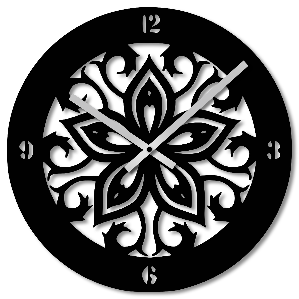 Nástěnné Hodiny 50 cm Dřevěné Nástěnné Hodiny Velké Černé Geometrické 3D